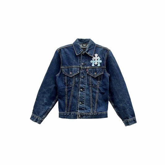 Chrome Hearts Cemetery Cross Patch Denim Jacket For Kids