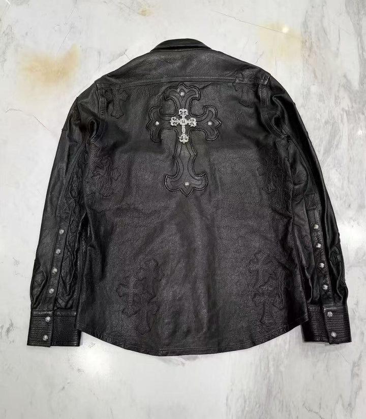 Chrome Hearts Black leather Jacket
