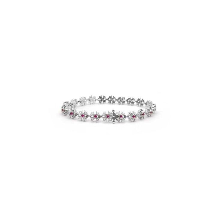 Chrome Hearts 18K White Gold Tiny Plus Cross Pink Saph ID Bracelet