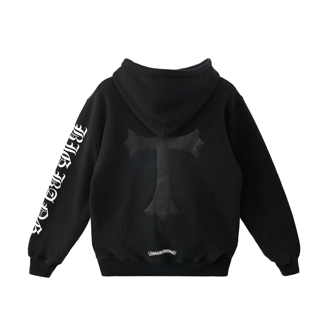 Chrome Hearts x Big Bang Leather Cross Patch Black Hoodie