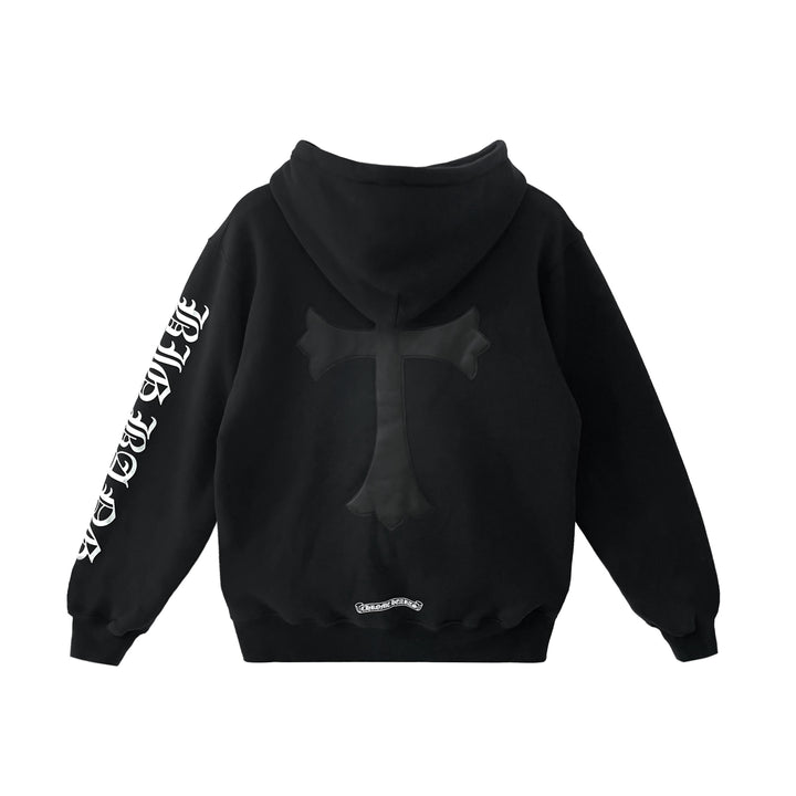 Chrome Hearts x Big Bang Leather Cross Patch Black Hoodie
