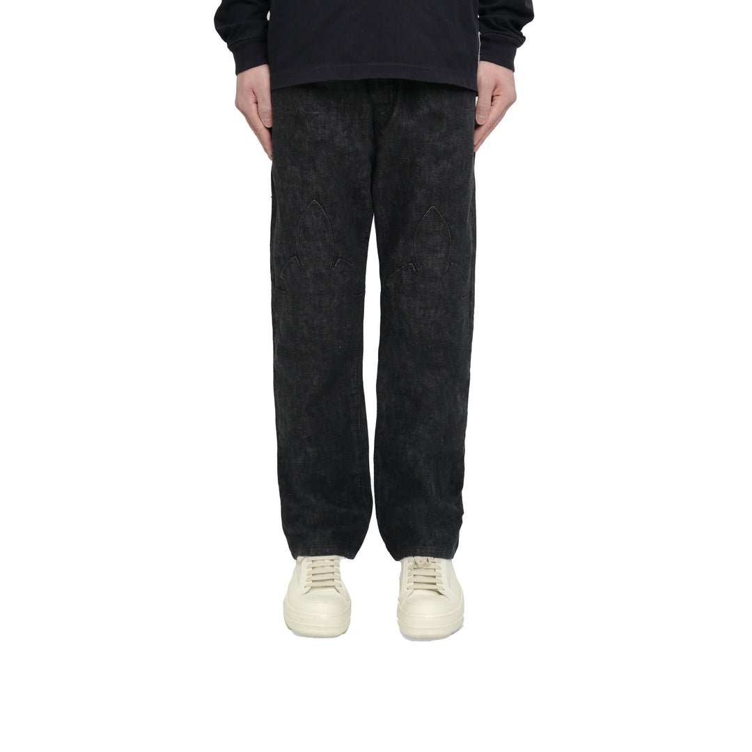 Chrome Hearts Black Star Patch Flame Knee Cargo Pants