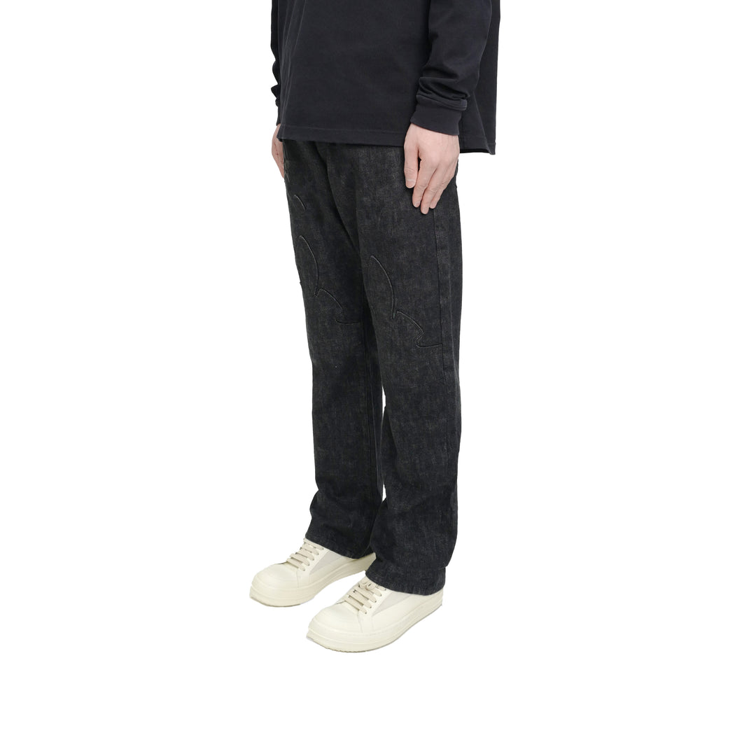 Chrome Hearts Black Star Patch Flame Knee Cargo Pants