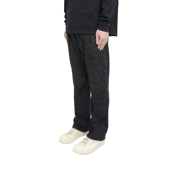 Chrome Hearts Black Star Patch Flame Knee Cargo Pants