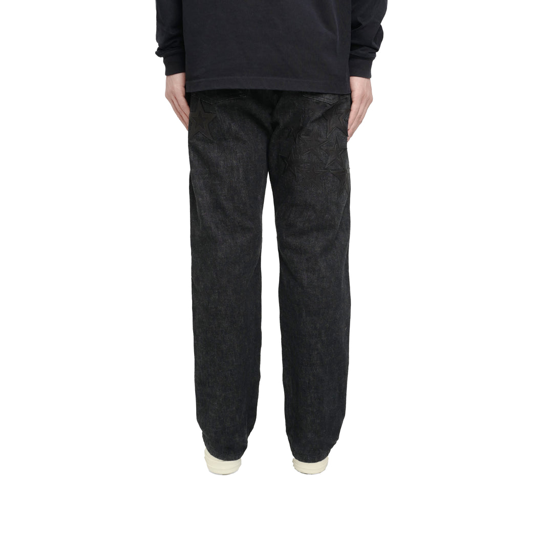 Chrome Hearts Black Star Patch Flame Knee Cargo Pants
