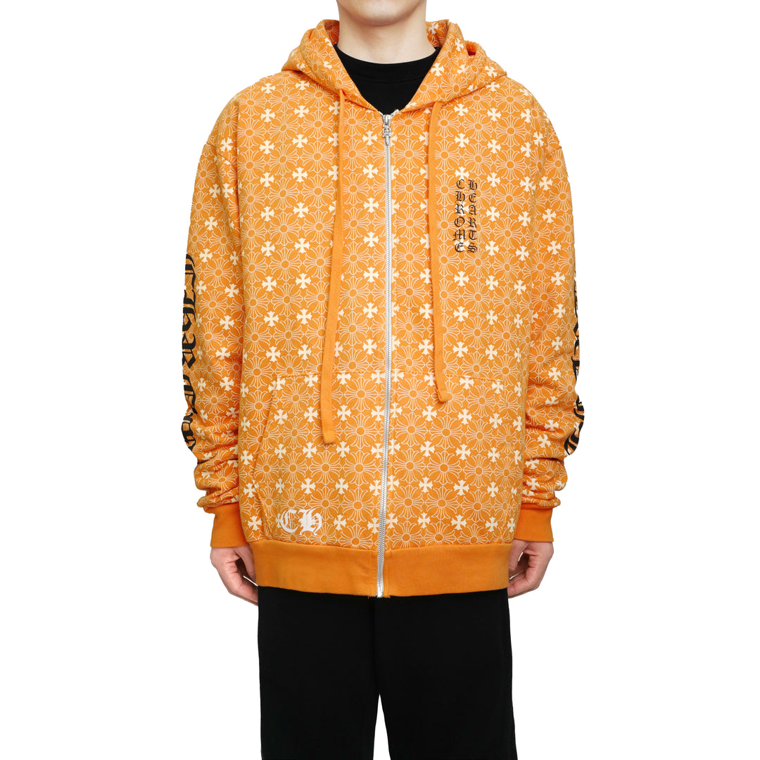 CHROME HEARTS (クロムハーツ) マイアミ限定 ホースシュー ジップアップ パーカー モチーフ オレンジ