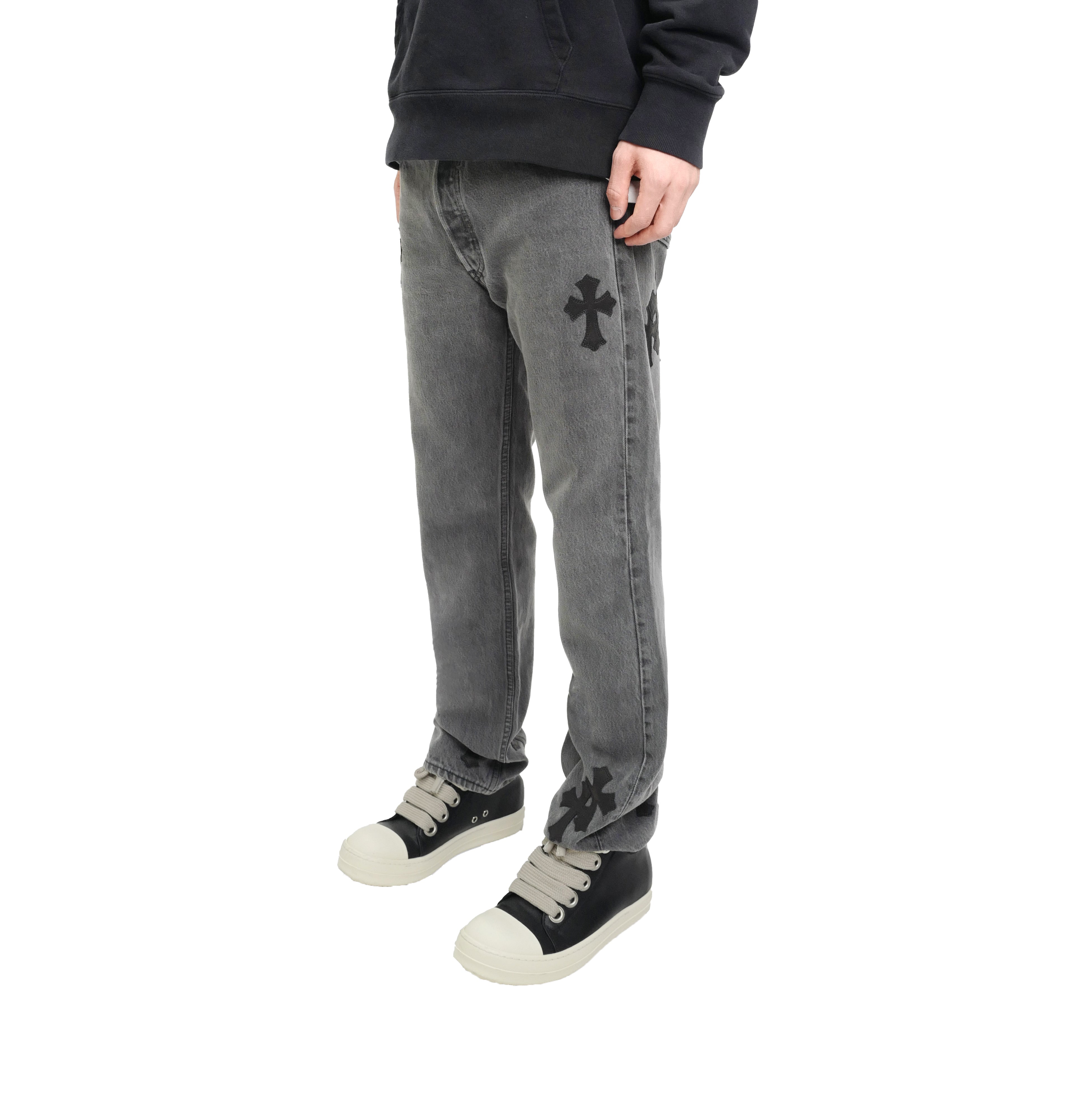 Chrome Hearts Levi's 501 Black Cross Patch Grey Jeans - SRM