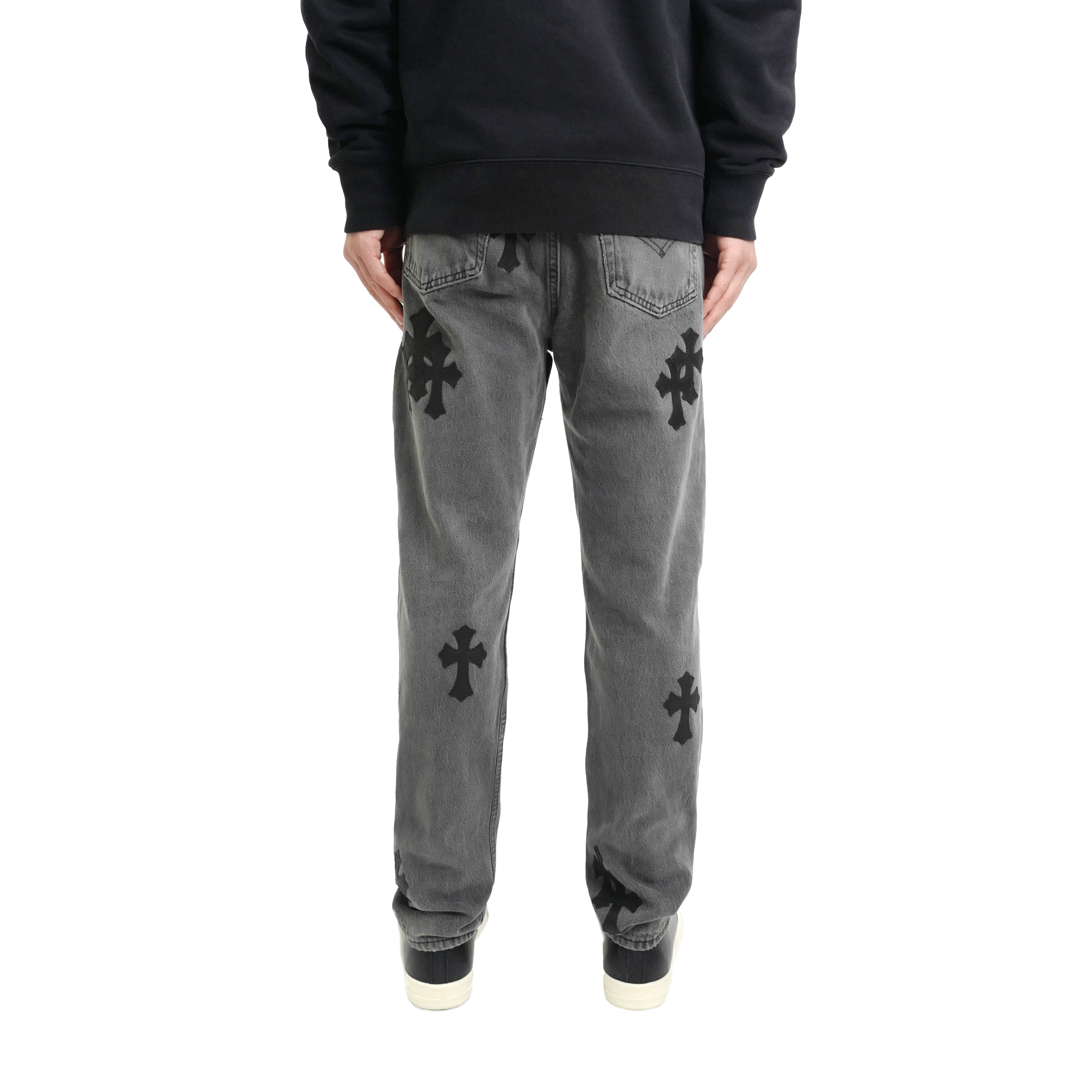7/31夜23:59まで CHROME HEARTS クロス刺繍 ブラックデニム Chrome Hearts Levi's 501 Black Cross Patch Grey Jeans - SRM