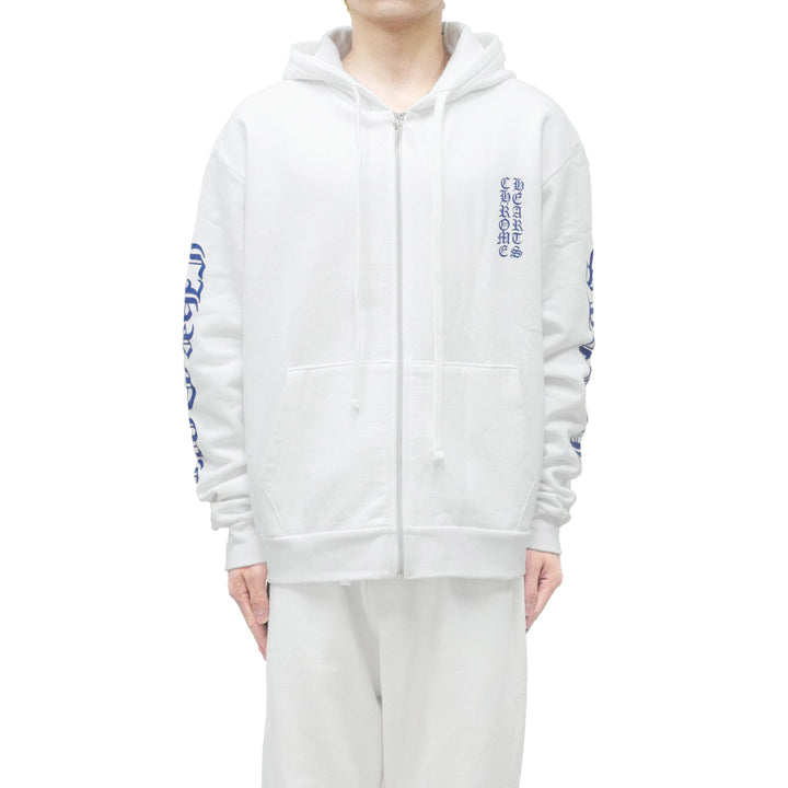 Chrome Hearts Blue Scroll White Zip Up Hoodie
