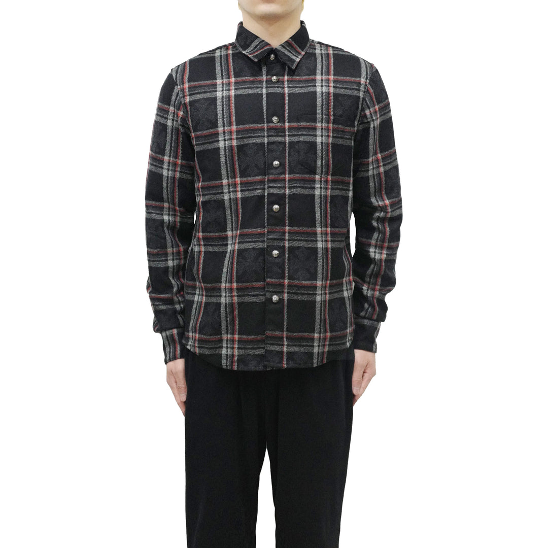 Chrome Hearts Gas Station Plaid Cashmere Cross Patch Shirt