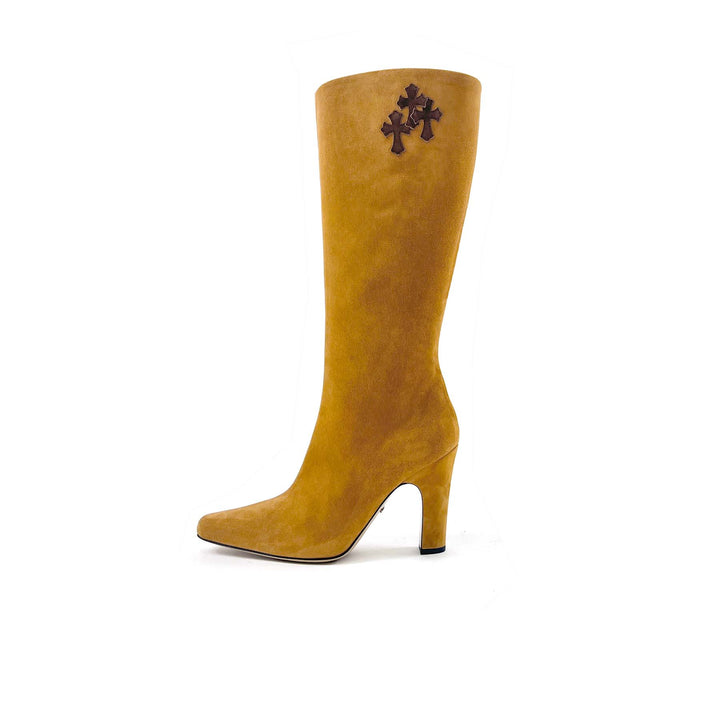 Chrome Hearts Sugar Jones Cross Suede Knee-High Boots
