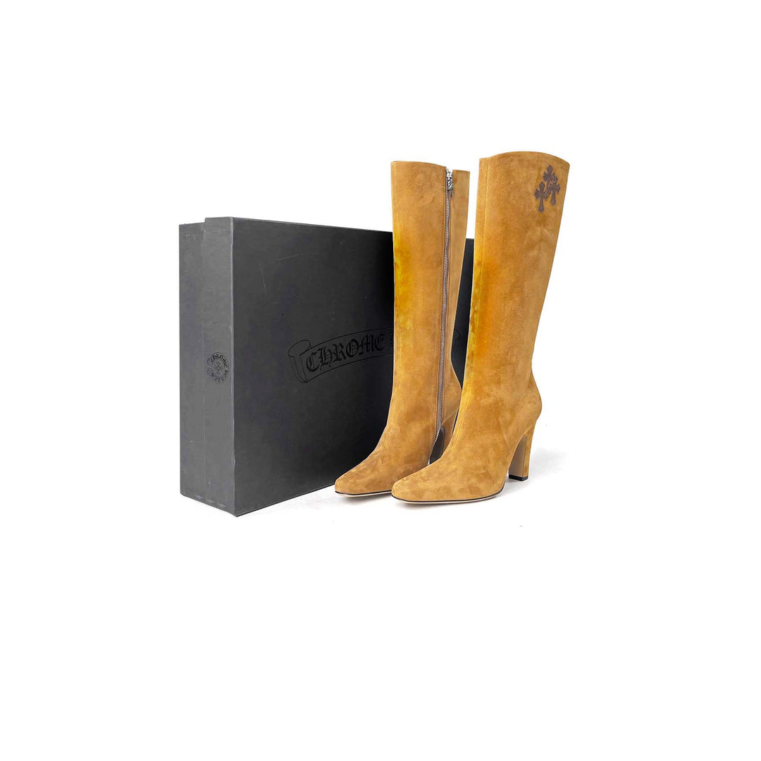 Chrome Hearts Sugar Jones Cross Suede Knee-High Boots