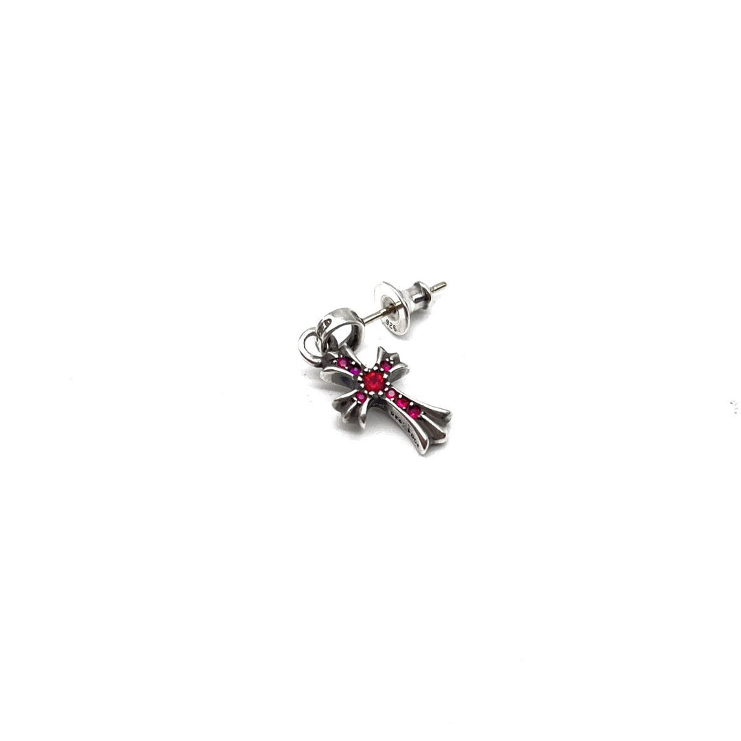 Chrome Hearts Silver Ruby Babyfat Earring Drop