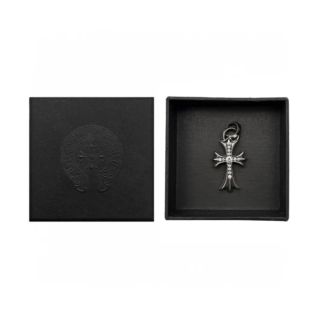 Chrome Hearts Silver Cross Pendant With Diamonds