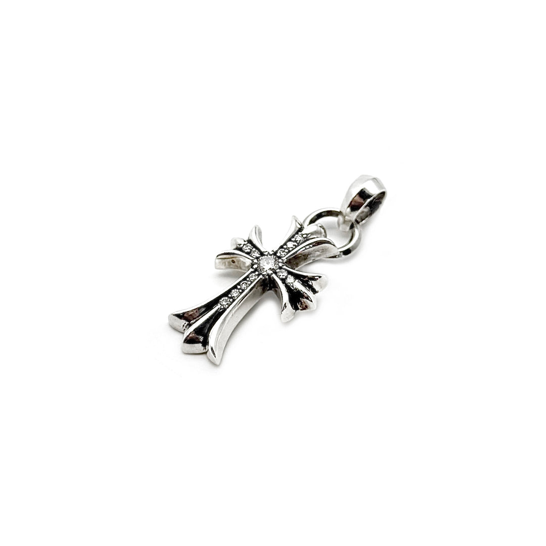 Chrome Hearts Silver Cross Pendant With Diamonds