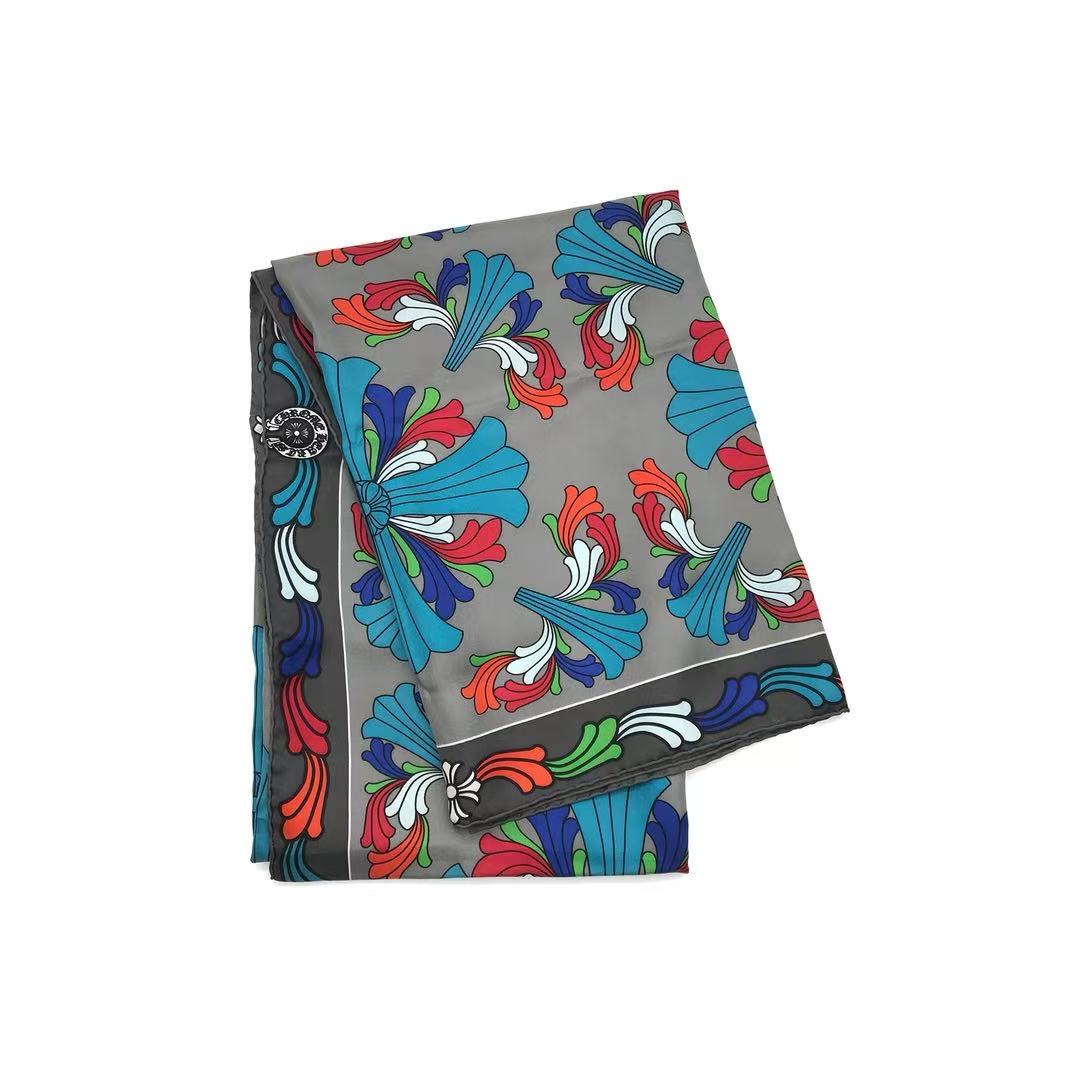 Chrome Hearts Multi Color Cross Logo Silk Scarf