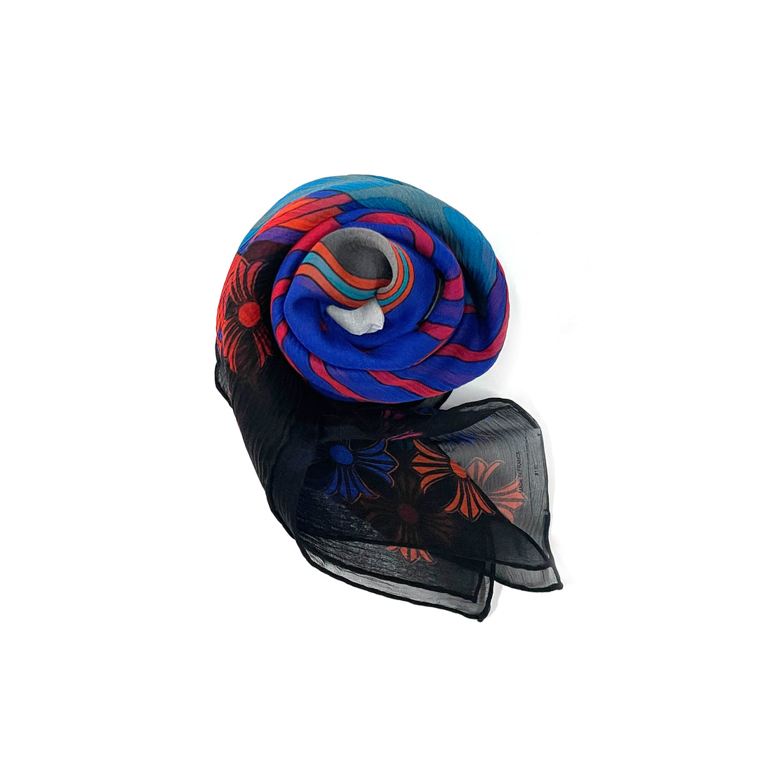 Chrome Hearts Mapplethorpe Multi-Color Cross Blue Silk Scarf