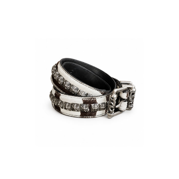 Chrome Hearts Double Roller Silver Buckle Leather Belt