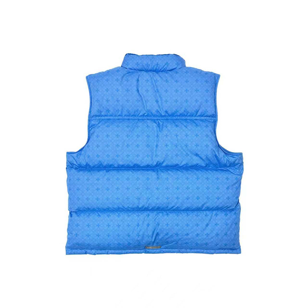 Chrome Hearts Unisex Tonal Monogram Plus Blue Puffer Down Vest