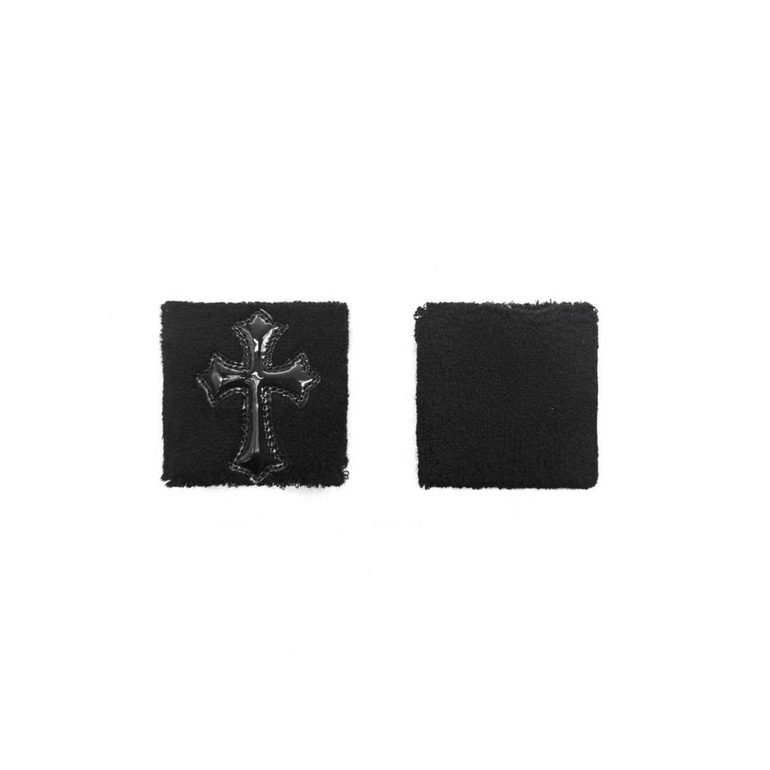 Chrome Hearts Black Patent Leather Cemetery Cross Patch Sweatbands