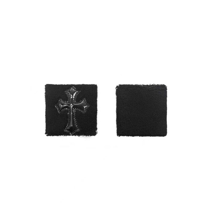 Chrome Hearts Black Patent Leather Cemetery Cross Patch Sweatbands