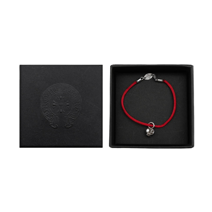 Chrome Hearts Silver Heart Vine Pendant Red String Bracelet