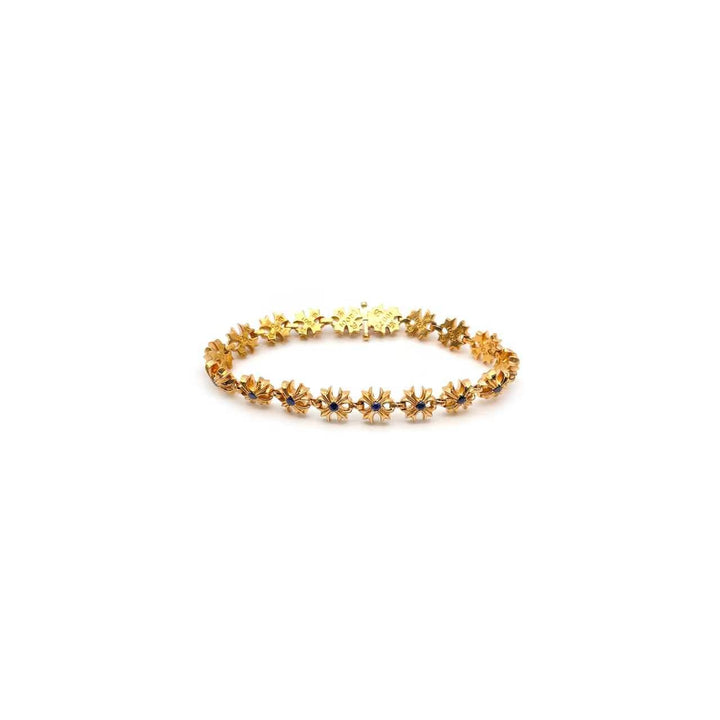 Chrome Hearts 22K Gold Tiny Plus Cross Blue Saph ID Bracelet