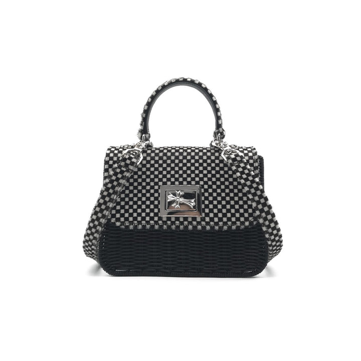 Chrome Hearts Horsehair Checkerboard Silver Cross Banboo Woven Bag