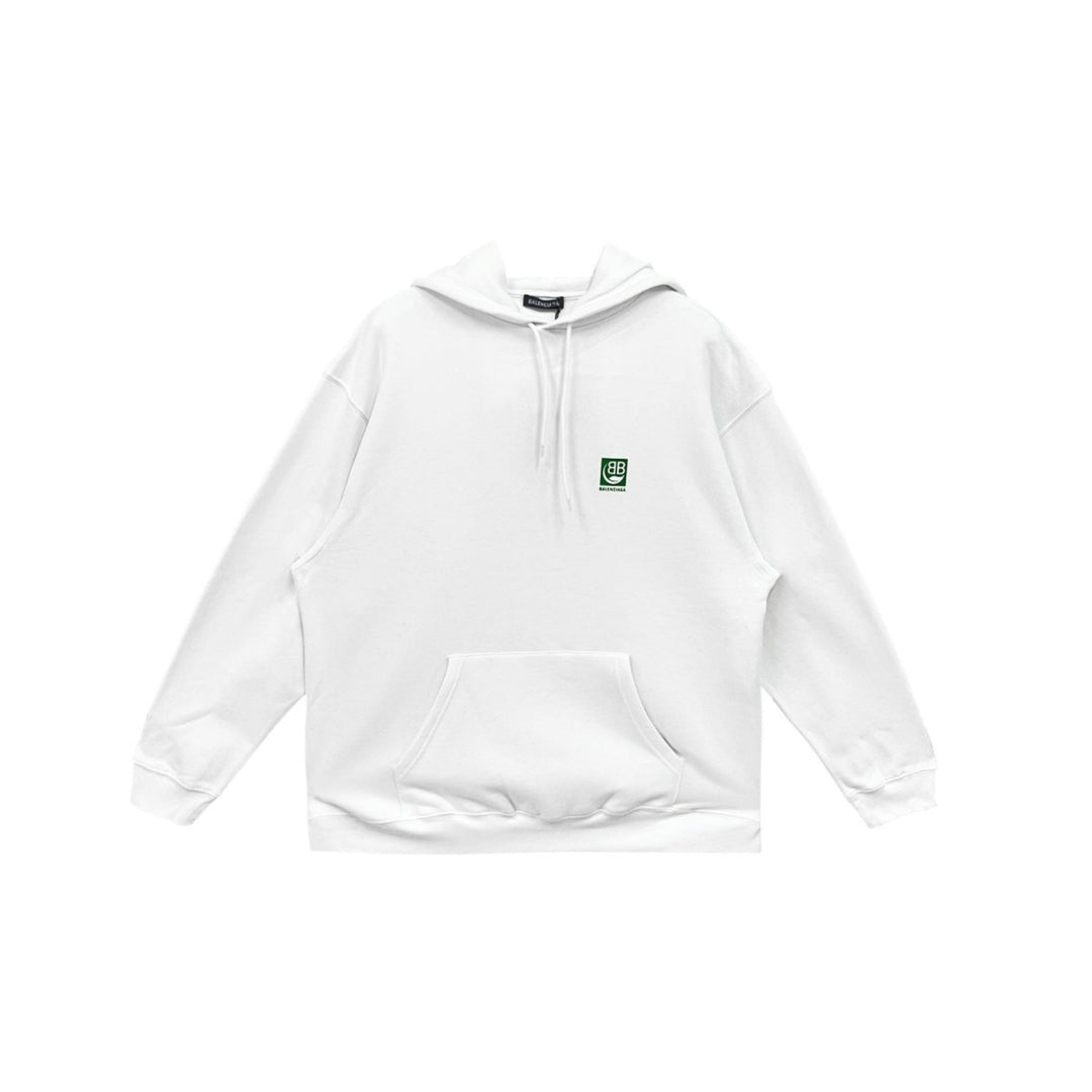 Balenciaga Green BB Print White Hoodie - SHENGLI ROAD MARKET