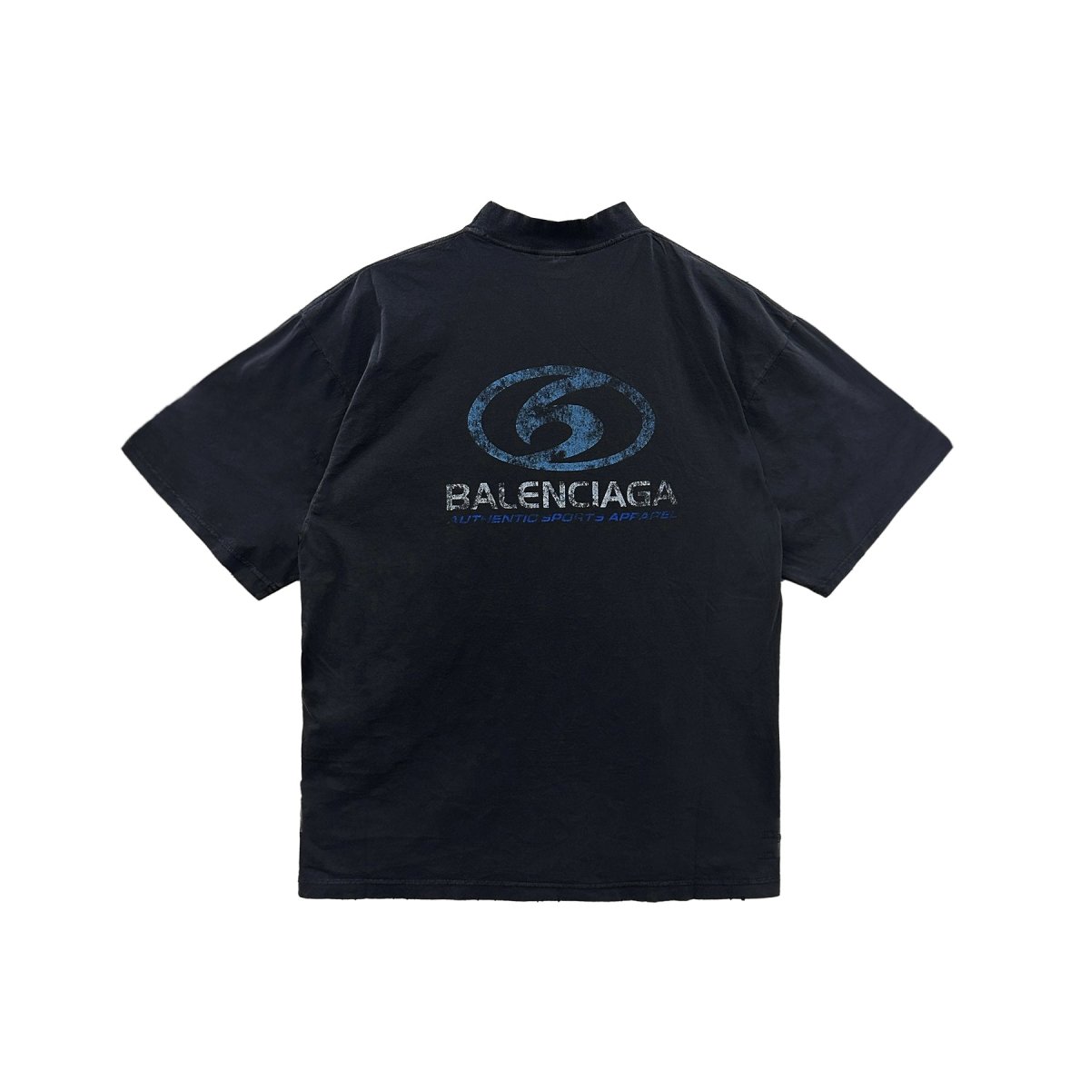 Balenciaga SURFER Black & Blue Logo Print Short Sleeve Tee - SHENGLI ROAD MARKET