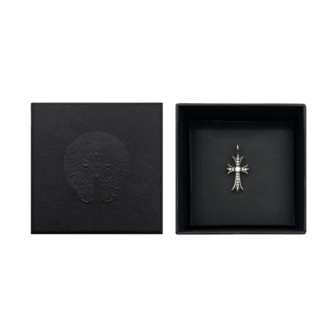 Chrome Hearts Silver Diamonds Tiny Cross Pendant - SHENGLI ROAD MARKET