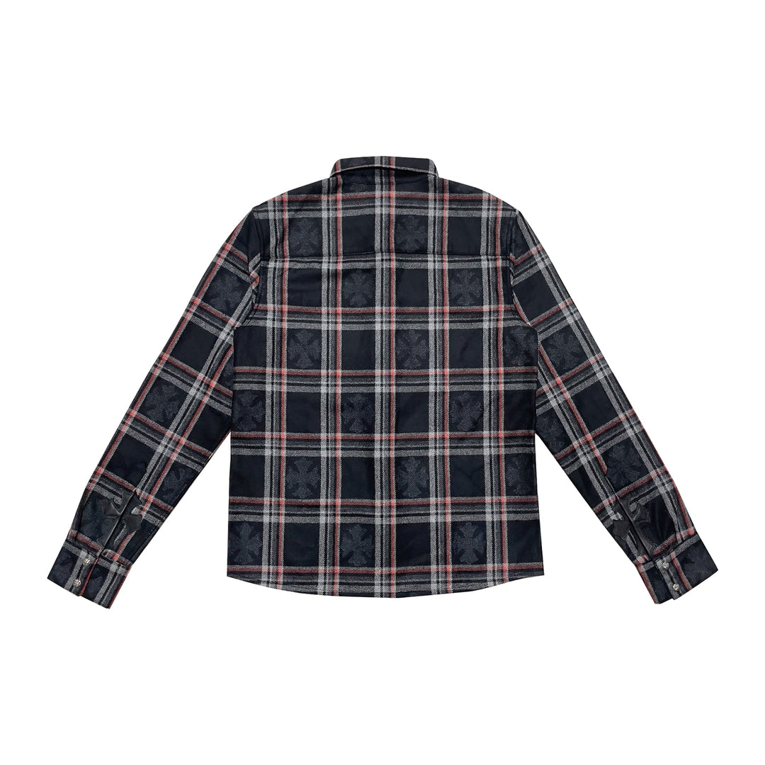 Chrome Hearts Gas Station Plaid Cashmere Cross Patch Shirt