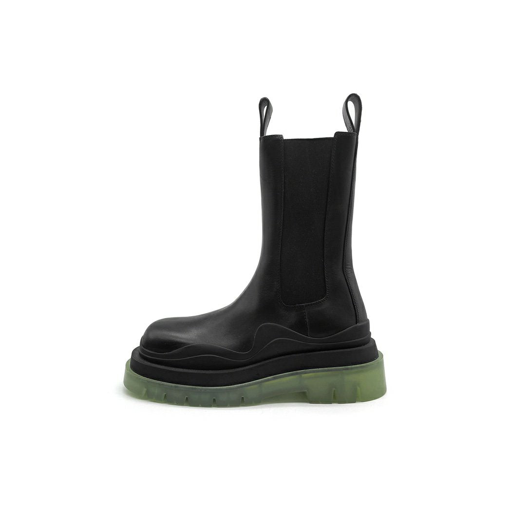 Bottega Veneta BV Bottes Chelsea Tire Leather Boots - SHENGLI ROAD MARKET