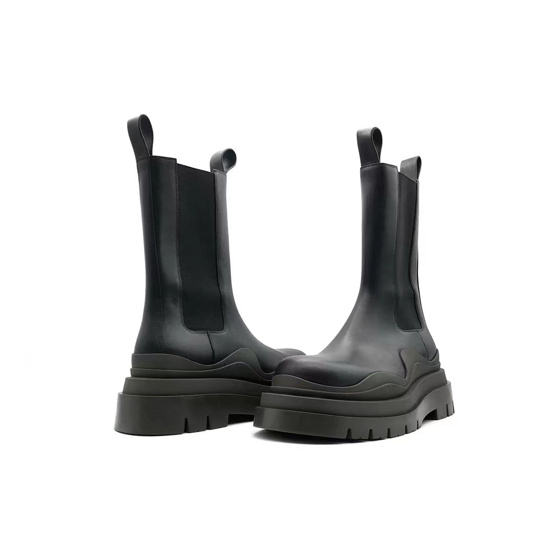 Bottega Veneta BV Bottes Chelsea Tire Leather Boots - SHENGLI ROAD MARKET