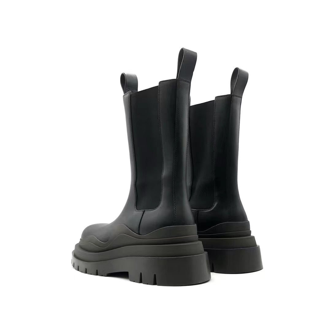 Bottega Veneta BV Bottes Chelsea Tire Leather Boots - SHENGLI ROAD MARKET