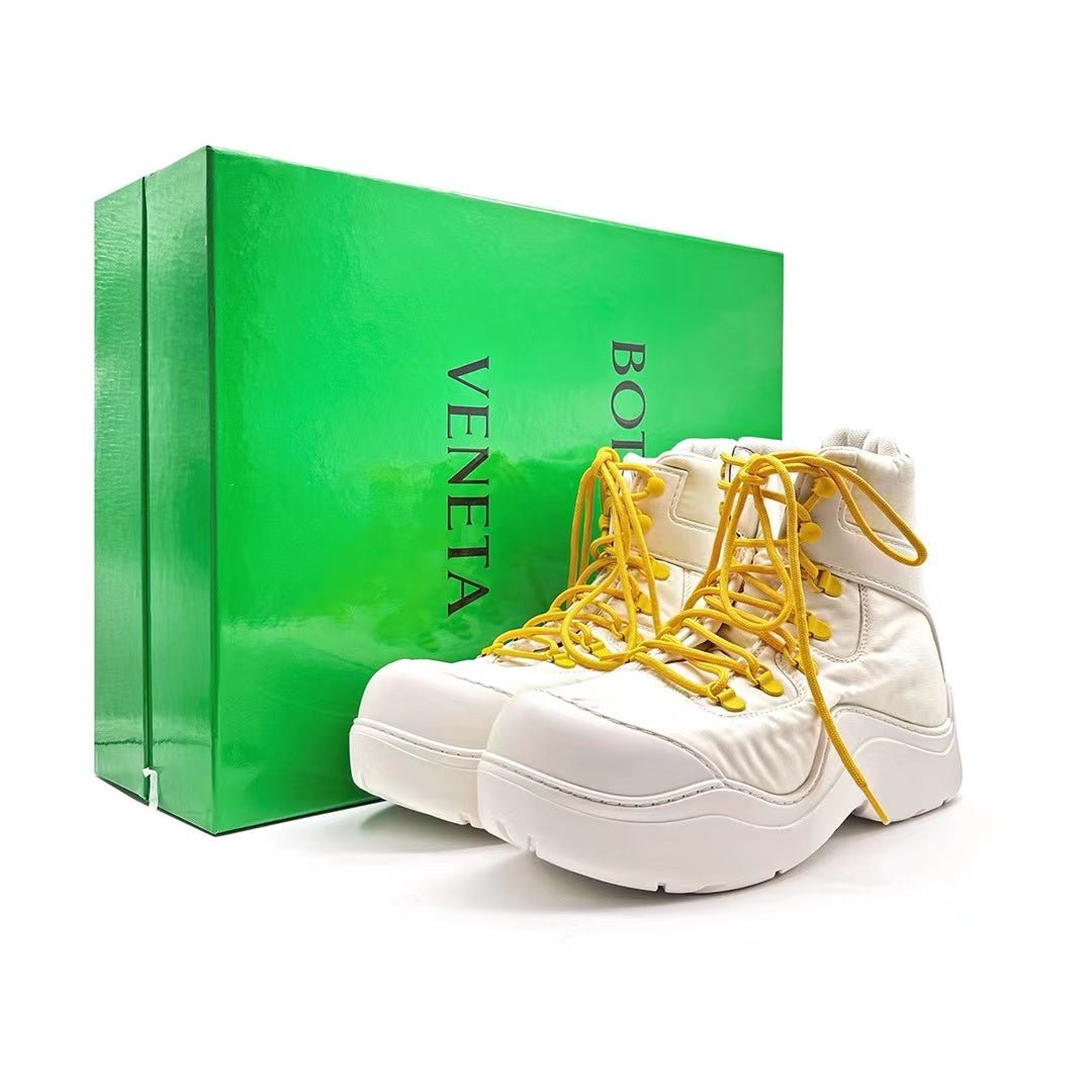 Bottega Veneta BV Cream & Yellow Puddle Bomber Boots - SHENGLI ROAD MARKET