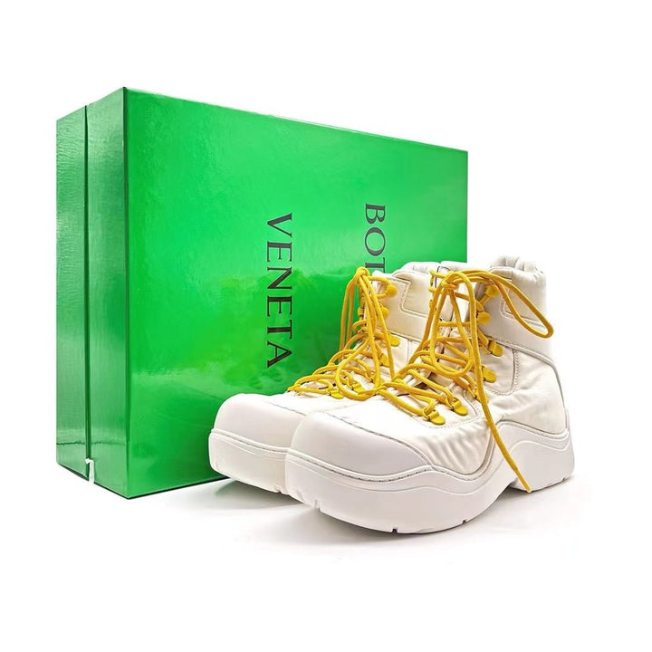 Bottega Veneta BV Cream & Yellow Puddle Bomber Boots - SHENGLI ROAD MARKET