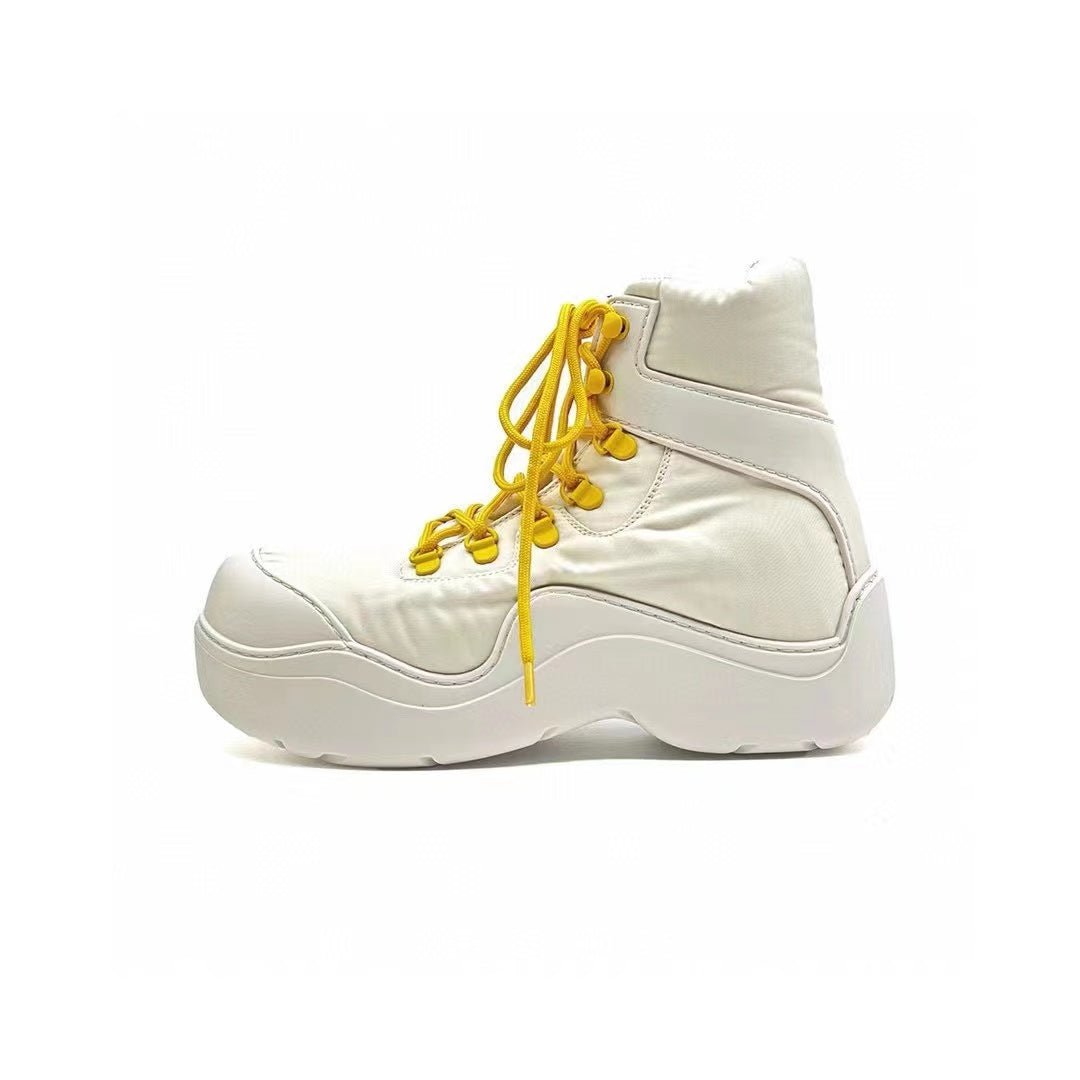 Bottega Veneta BV Cream & Yellow Puddle Bomber Boots - SHENGLI ROAD MARKET