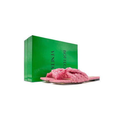 Bottega Veneta BV Pink Raffia Stretch Flat Sandals - SHENGLI ROAD MARKET