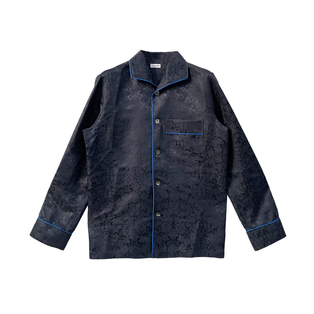Burberry Navy Blue Jacquard Silk Shirt - SHENGLI ROAD MARKET