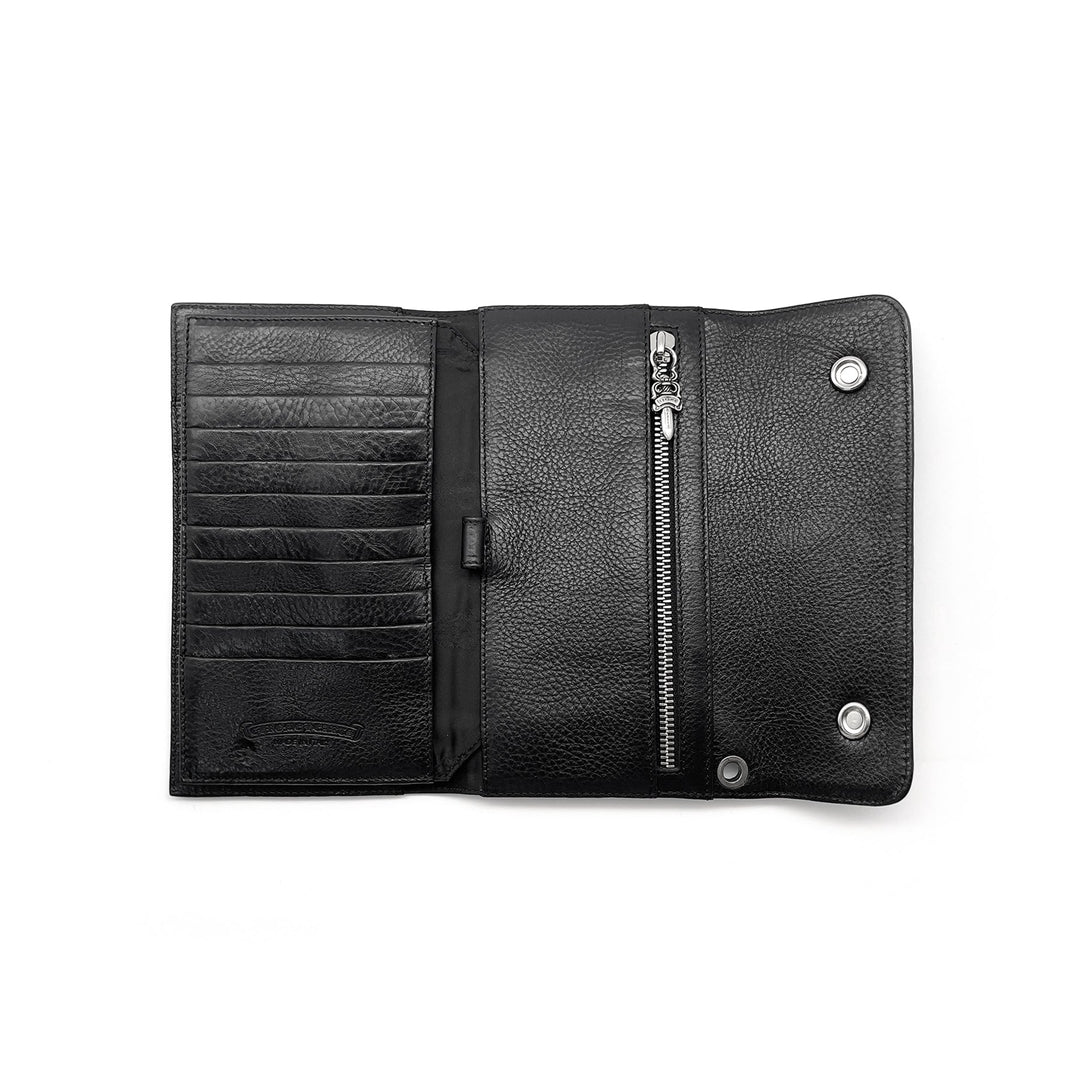 Chrome Hearts Wave Cross Ball Heavy Leather Long Wallet