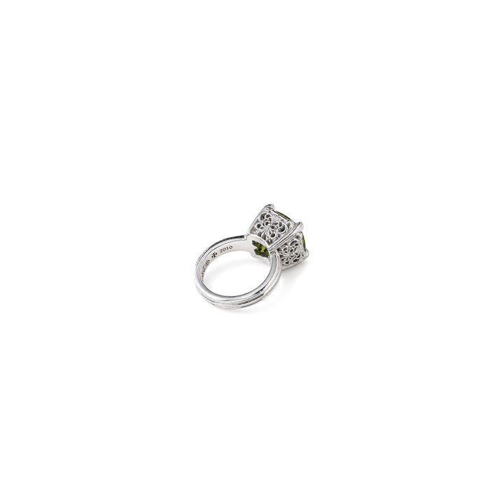 Chrome Hearts 18K White Gold Peridot Square Ring