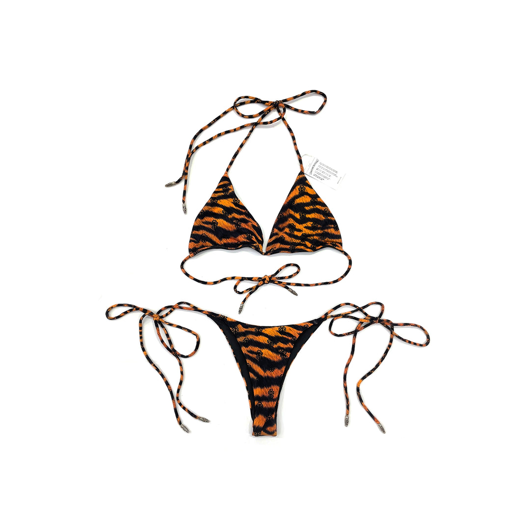 Chrome Hearts Dipped in Blue Tiger Print Dagger Bikini Set