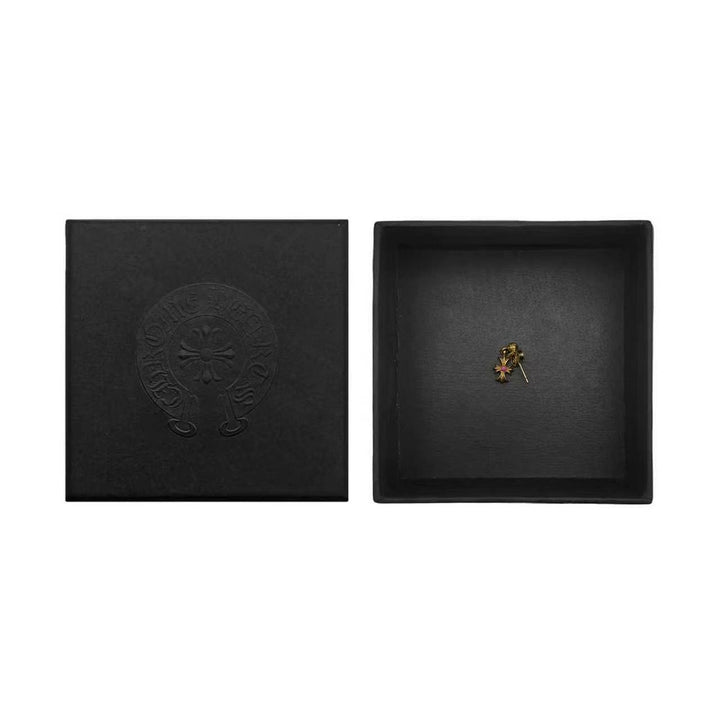 Chrome Hearts 22K Gold Pink Saph Tiny E Earring Drop
