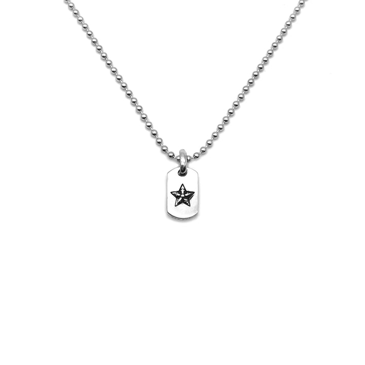 Chrome Hearts Silver Tiny Star Dogtag Necklace