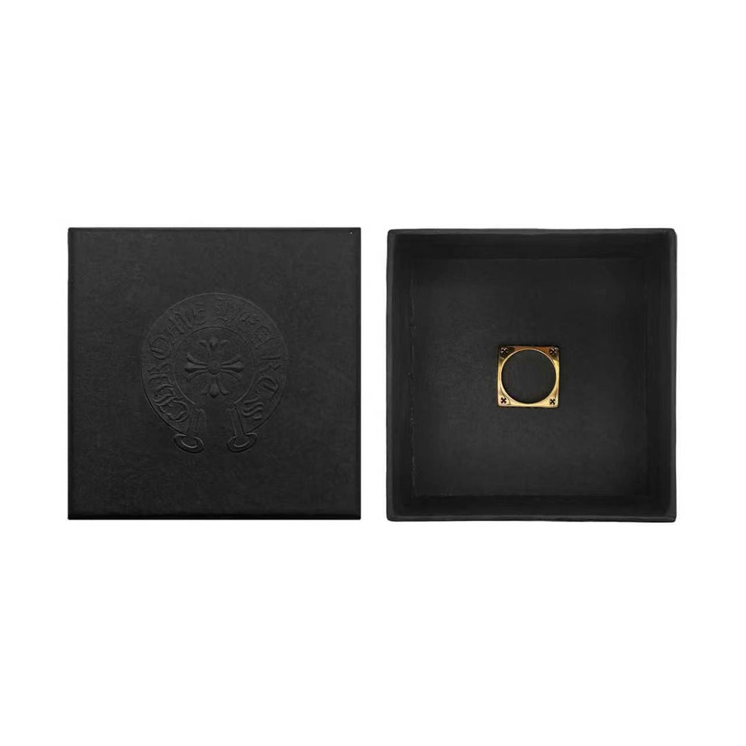 Chrome Hearts 22K Gold KH Plus Cross Black Diamond Ring