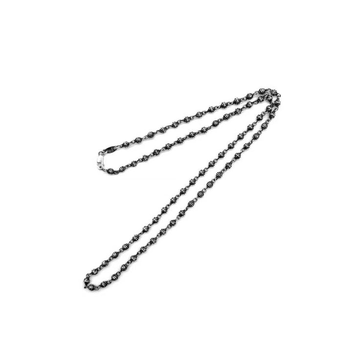 Chrome Hearts Silver Cross Ball Bead Chain Necklace
