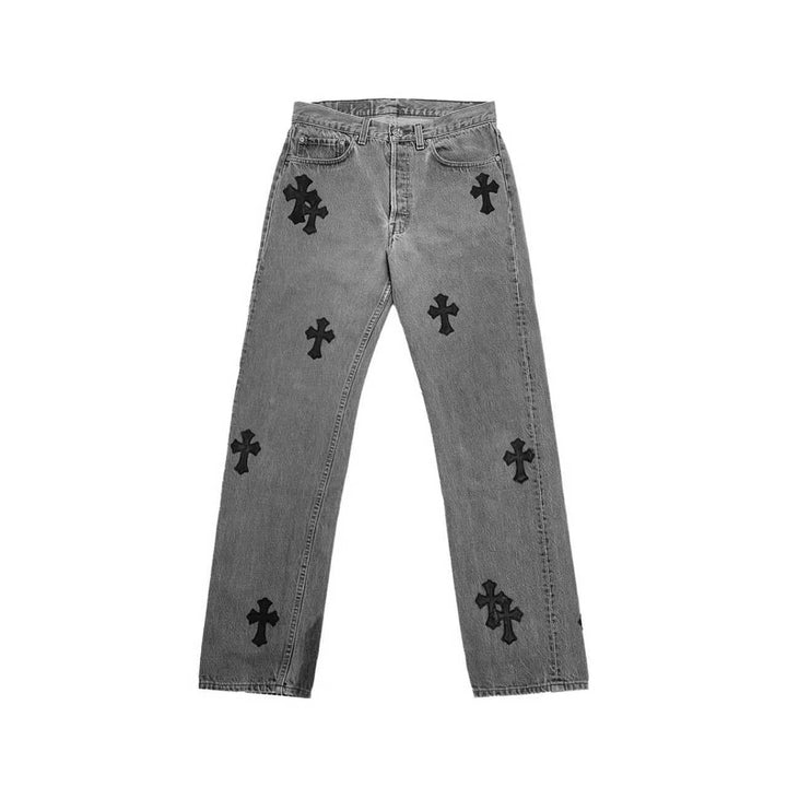 Chrome Hearts Levi's 501 Cross Patch Gray Jeans
