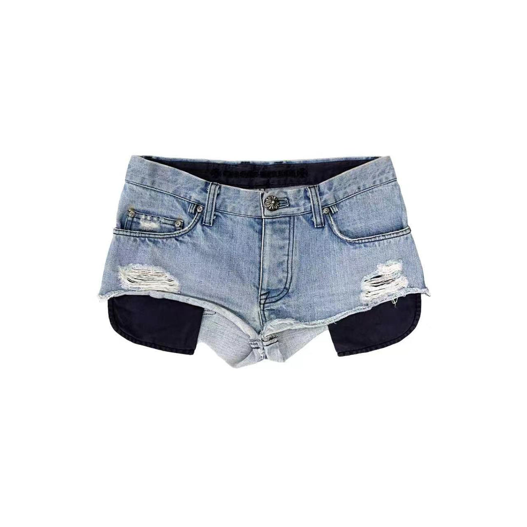 Chrome Hearts Silver Button Denim Shorts