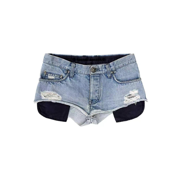 Chrome Hearts Silver Button Denim Shorts